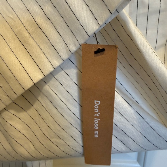 NWT REFORMATION Oren Pants Wide Leg White Pinstripe Office Spring - Picture 7 of 7